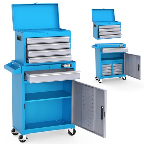 TUFFIOM 5-Drawer Rolling Tool Chest, Tool Storage Cabinet w/Drawers, Lockable Wheels, Detachable Top & Adjustable Shelf, Mechanic Tool Organizer Box for Garage, Workshop, Warehouse & Repair Shop