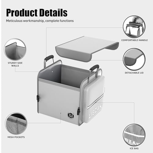 Image of LIBZAKI Car Trunk Storage Organizer, Collapsible Trunk Storage Box for Car Truck SUV-Gray