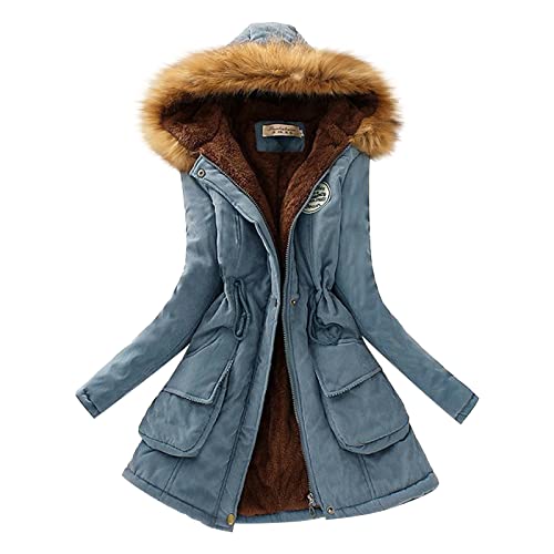 Abrigo cálido y grueso para mujer, cálido, a la, de lana para invierno, ajustado, a la, forrado con capucha, prendas de vestir para la nieve, chaqueta Anorak Mujer Invierno