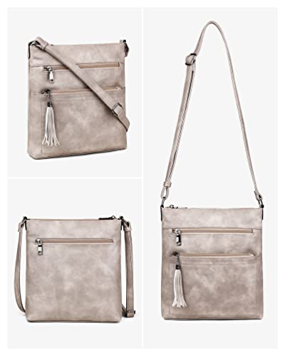 Image of MASINTOR Crossbody Purses for Women, Multi Pocket Casual Crossbody Bag, Adjustable Strap Shoulder Bag with Tassel