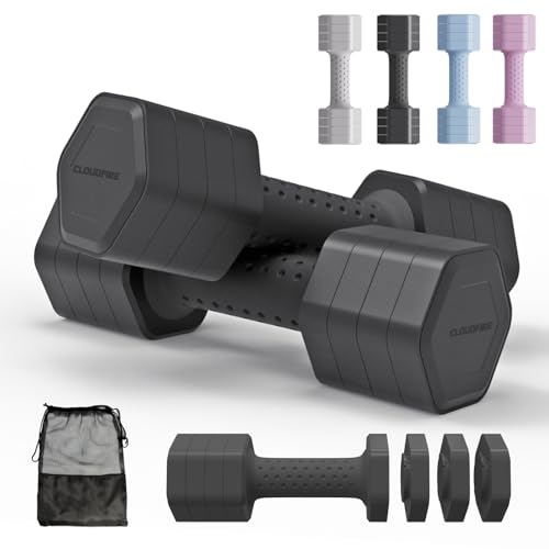 Adjustable Dumbbell Set of 2, 4 in 1 Free Weights Dumbbells Set, ...