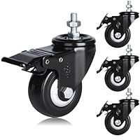 75 mm Rollen mit M10-1,5 x 25 Gewindestift – Satz von 4 Stück – Hochbelastbar 450 kg Doppelverriegelung & Leise Rollen für Drahtregale, Wagen, Möbel