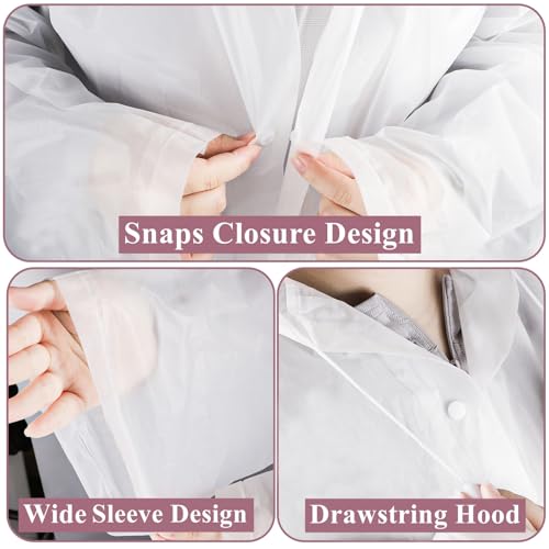 12 Pack Rain Ponchos for Adults, Reusable Raincoat with Drawstring Hood, Portable EVA Rain Jackets for Women Men, Waterproof Long Rain Cape, Emergency Poncho for Travel Camping Hiking Outdoor4