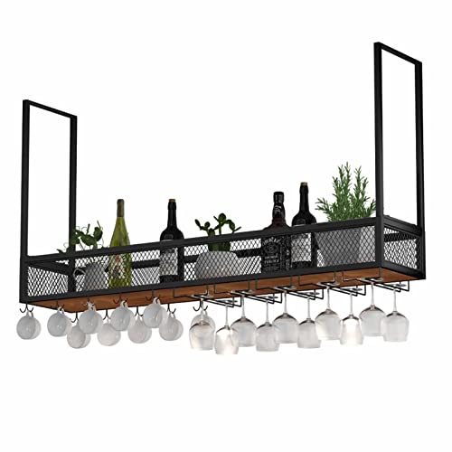 Casier à vin suspendu industriel DASHADAO avec support verre noir 80cm - 4