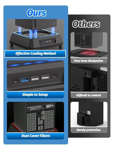 Image of Cooling Fan for Xbox Series X Mviioe Xbox Series X Cooling Stand with LED Indicator, Extra Big Turbo Fan, USB 2.0 Ports (Only Compatible with Xbox Series x)