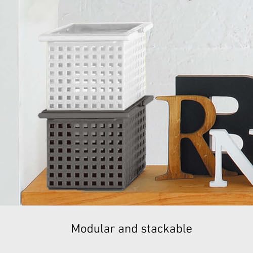 Panier de rangement empilable Like-It Tote M gris pour placards encombrés