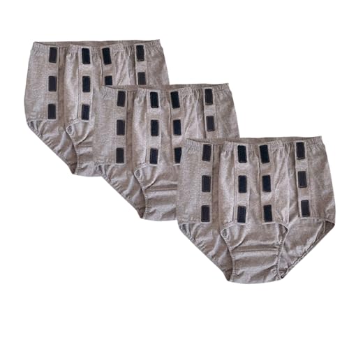 YingXue 介護スラックス, 両脇全開, マジックテープ付き, 寝たきり対応, 女性用, 3枚セット (グレー, LL)