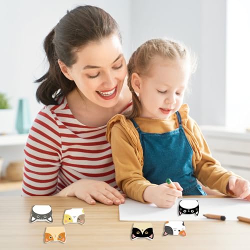 Huoflame Sticky Notes Cartoon Tiere Set – Selbstklebende Notizzettel mit starker Haftung, 12 Stück niedliche Katzenmotive – Perfekt für Schule, Büro, Kindergeburtstag, Mitgebsel, Geschenkideen