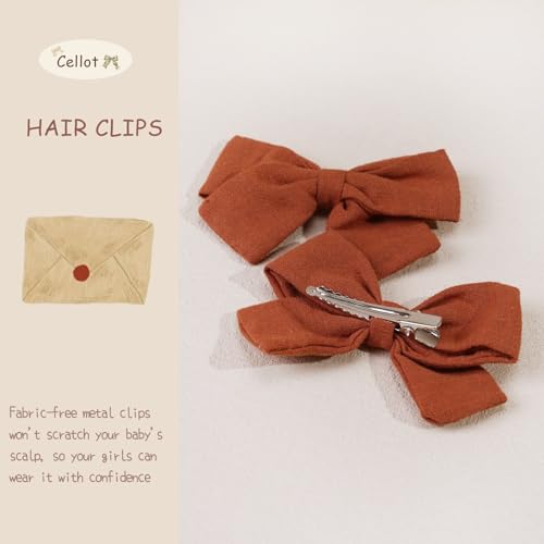 Image of CELLOT Girls Hair Bows Linen Fabric 3.5 inch Bows Alligator Clips Hair Accessories for Little Girls Toddlers Kids and Teens,20 Pieces
