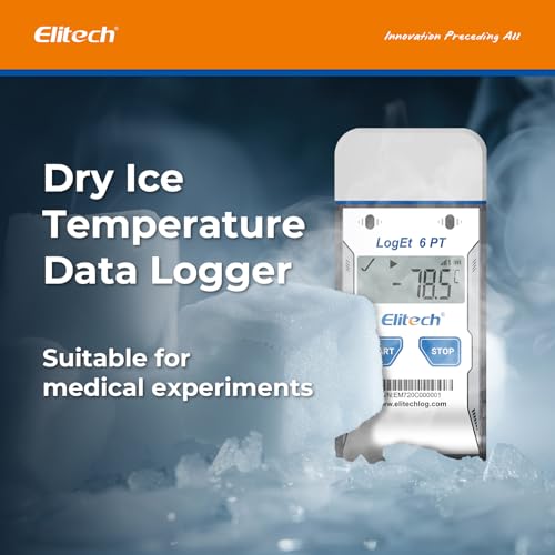 Image of Elitech Dry Ice Temperature Data Logger, USB PDF Single-Use Cold Chain Monitor -121～122℉, 16000 Points 30 Days Shadow Data No Software Needed for Medical Lab Vaccine Cold Storage Transport LogEt6PT