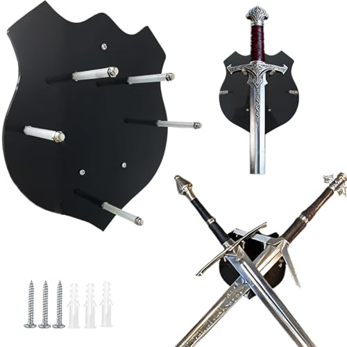 OOHGLITZ Sword Katana Light Saber Wall Mount Holder - Dual-Mode Acrylic Sword Rack Holder for Vertical or Crossed Display, Axes & Lightsabers Hanger with Mounting Hardware