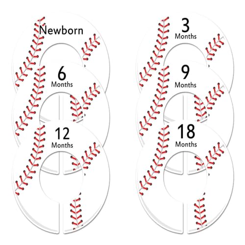 Image of 6 Baseball C196 Baby Boy Nursery Clothing Size Closet Dividers (1.25 Inch Rod)