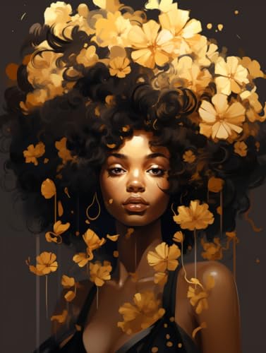 Peinture diamant 5D portrait femme noire, l'idée cadeau créatif pour adulte