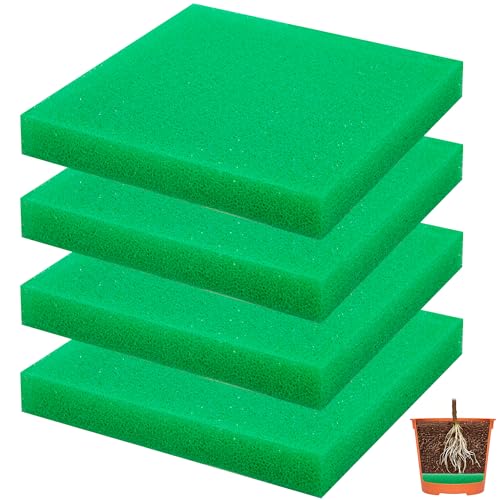 Adnee 4 Pcs Planter Pot Filler Insert 8 Inch Square Plant Pot Filler Material 1.1 Inches Thick Lightweight Flower Pots Drainage Filler for Indoor Outdoor Gardening Plants Container