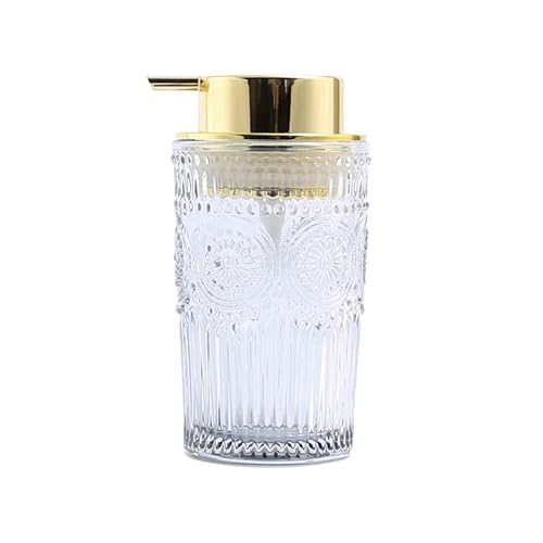 キッチンソープディスペンサー 300ml 400mlのガラスソープディスペンサーのバスルームの泡空のサブボトルシャワージェルシャンプーの泡立ち瓶、台所の浴室の寝室 ソープディスペンサーボトル (スモークグレー,400ml)