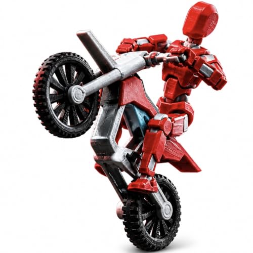 Image of ONNGEO Red Rider Dummy 13 Robot Action Figure with Weapons, Brown and Black, 5.25 Inch, Articulated Joints, Plastic, Modern Robot Theme (Motorcycle)