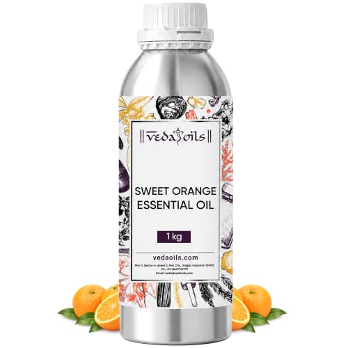 Image of VedaOils Sweet Orange Essential Oil | 100% Pure & Natural Cold Pressed Orange Oil for Skin, Hair & Aromatherapy | Orange Fragrance Oil for Diffuser, Candle Making, Soap & Air Freshener | 1Kg