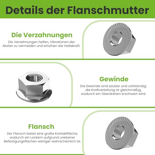 Flanschmutter mit Sperrverzahnung DIN6923 A2 V2A Edelstahl 25 Stk. M5