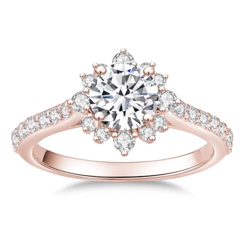 1.7 Carat (ctw) Round Cut Moissanite Bridal Sets Wedding Engagement Ring Sets for Women, White Gold Wedding Band Engagement Rings, Customizable Sterling Silver, 10k gold, 14k gold, 18k gold2