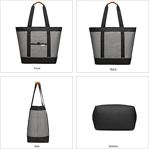 Large Insulated Cooler Bag Gray with Thermal Foam Insulation Reusable Grocery Bag Transport Cold Or Hot Food Apply to Delivery Bag, Travel Cooler, or Picnic Cooler.Lunch Bag Lunch Box