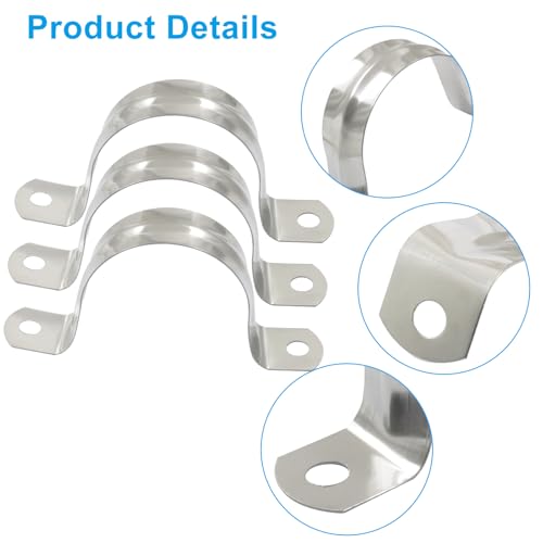 Image of M40 1 1 /2 inch 304 Stainless Steel Rigid Pipe Strap, 30PCS | Heavy Duty U Bracket, Two Hole Cable Clamps, Secure Pipe, Tube & Wire Installation, Corrosion Resistant