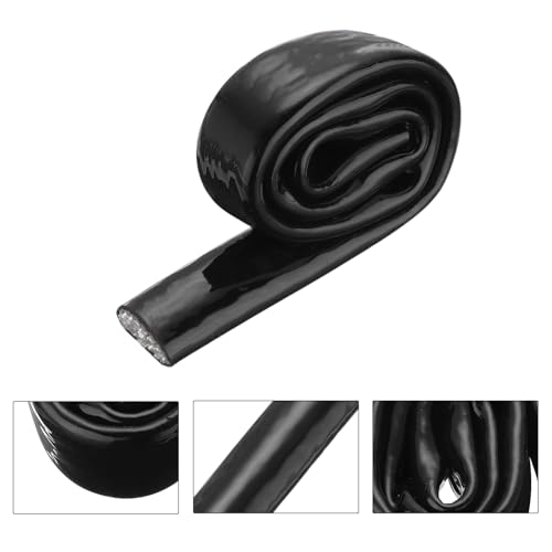Image of MECCANIXITY 1 /2 inch ID 1.6ft Heat Shielded Fire Sleeve Silicone Coated Fiberglass Tape, for Automotive Hose Lines Wires Electrical Wiring, Black