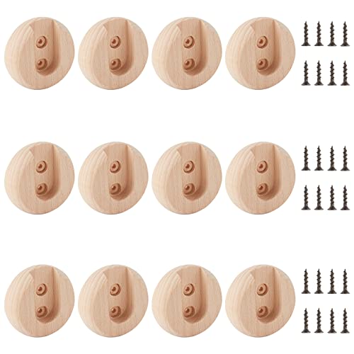CHGCRAFT 12 Sets Beech Wooden Closet Rod Holders Rod Holder with Screws Closet Pole Socket Rod Holder for Closet Rod Wardrobe Hallway Bathroom Clothing Store
