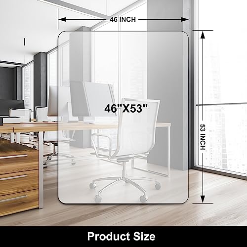 Image of Kuyal Chair Mat for Hardwood Floor,46 x 53 inches Rectangle Desk Durable Wood /Tile Protection Mat for Rolling Chairs, Non-Studded Bottom