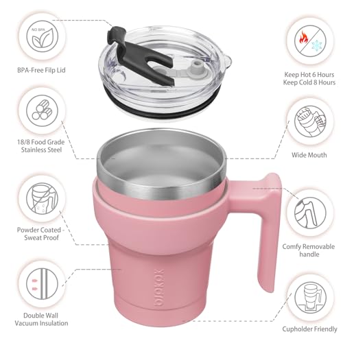 Image of BJPKPK 10 oz Mini Tumbler with Lid, Straw & Handle, Insulated Steel Cup