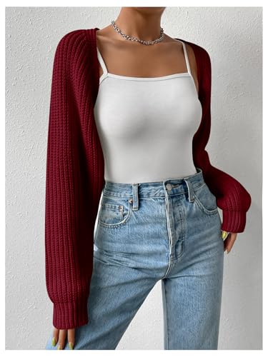 Image of Verdusa Women's Y2k Cropped Cardigan Sweaters Lightweight Knit Open Front Bolero Shrugs Spring Fall Outfits