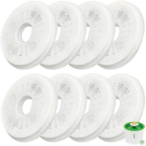 Cat Water Fountain Filters, Waatoos Triple Action Pet Fountain Filter Replacement for 3L/105oz Automatic Cat Water Fountain Flower (8 Pack) Cover