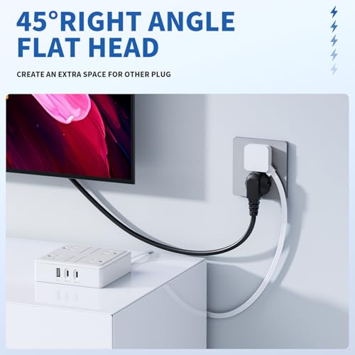 Flat Plug Power Bar with USB C, 4FT Ultra-Thin Extension Cord, 2 Outlet with 3 USB Ports (2 USB C), No Surge Protection for Cruise Ship, Travel Essentials, Dorm Room (4 Outlets Whi image 4