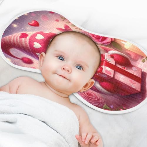 Gnome Valentines Baby Burp Cloths Cotton Burp Clothes Absorbent Muslin Burp Cloths Soft Burp Cloth Rags for Girl Unisex Boy Newborn 1 Pack 22x11 Inches4