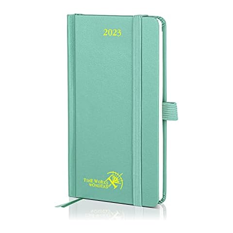POPRUN Pocket Diary 2023 Week to View 16.5 x 9 cm Hardback - Slim Weekly Planner A6 with Monthly Planning, Inner Pocket&Note Pages,FSC® Certified 80 GSM Ivory Paper - Midnight Green Cover