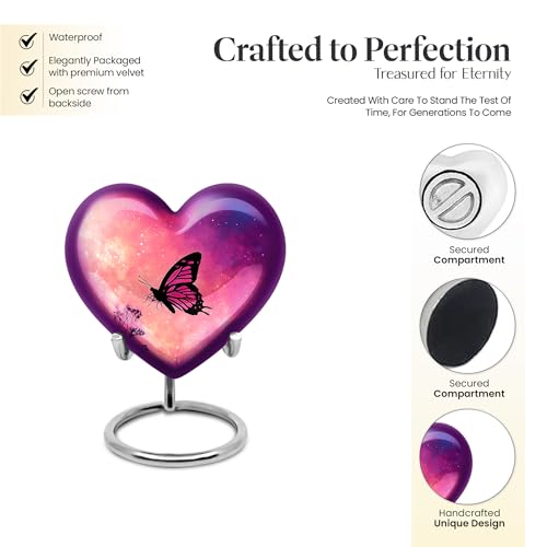 Image of Butterfly Urn Small Keepsake Urn for Ashes Adult Male & Female 3 Inch 4 Qty | Mini Burial Urns for Women Human Remains Mom & Dad