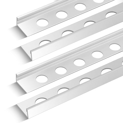 Blulu 4 Pcs Aluminum Tile Edge Trim Edging 49-1/4 in. L Shaped Metal Tile Corner Trim Protector with 90 Angle for Backsplash Bathroom Kitchen(Silver 3/8 in.)