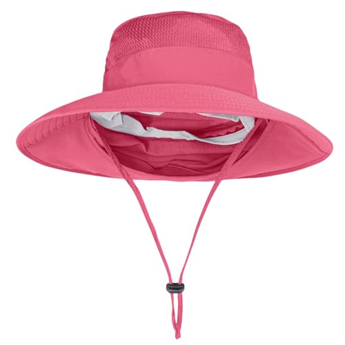 Image of Sun Hats for Men Women Fishing Hat UPF 50+ Breathable Wide Brim Bucket Hats Summer UV Protection Safari Hat with Neck Flap