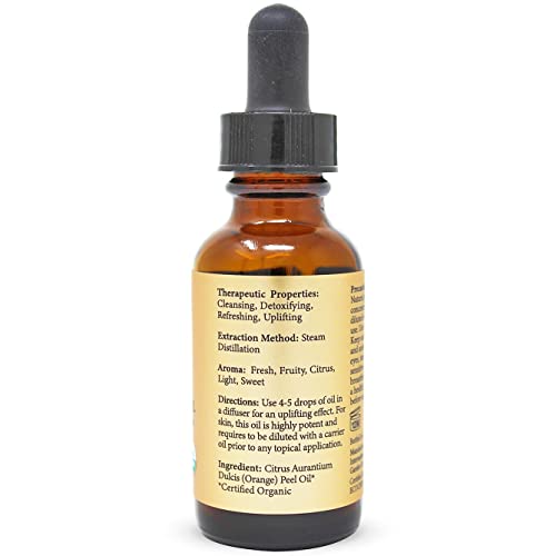 Mountain Top Organic Sweet Orange Essential Oil With Glass Dropper - Usda Certified 100% Pure Premium Therapeutic Grade Diffuser Oil For Aromatherapy, Massage Therapy, Cleansing, Uplifting Mind & Body #TOP1