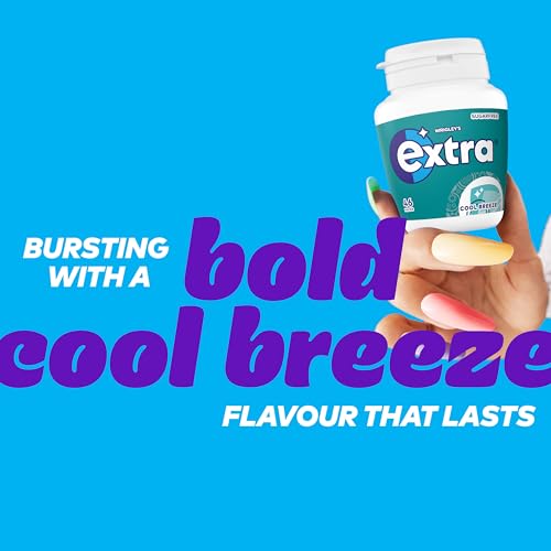 Wrigley's Extra Chewing Gum Bottle Sugar Free, Cool Breeze Flavour, 60 Pieces