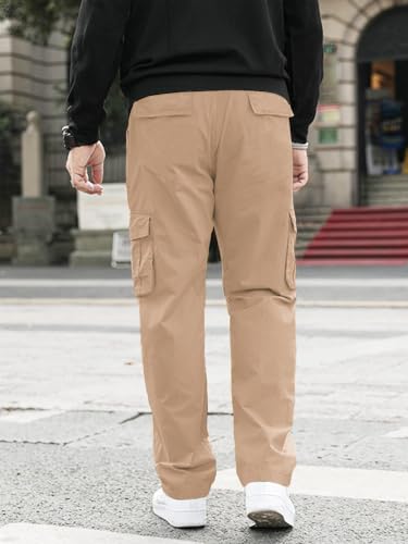 Image of GRECIILOOKS Men's Cargo Pants | 6 Pocket Cotton Cargo Joggers for Men | Loose Fit Stylish Pant with Pockets | Casual Baggy Trousers & Streetwear Lower