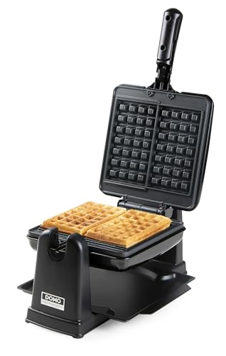DOMO DO9224W Appareil à gaufres - Gaufrier pour gaufres rectangulaires 4x7 - Rotatif à 180° - Noir