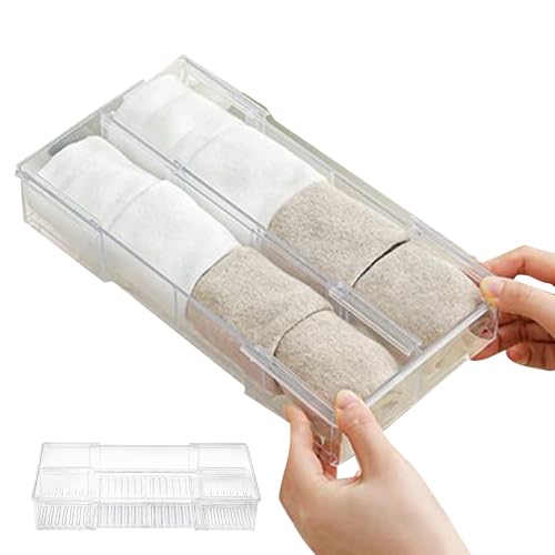 Organizador de cajones para calcetines, organizador extensible para ropa interior y ropa, caja apilable con separadores ajustables, organización de doble compartimento para cómoda y