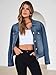 Glamaker Womens Jean Jacket 2026 Casual Button Down Long Sleeve Cropped Denim Jacket Trendy Coat With Pockets