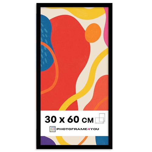 Photoframe4you - Cadre photo 30x60 cm - Noir Mat - Verre acrylique incassable - Cadre mural en plastique durable pour affiches, tirages d’art et certificats pour mur -...