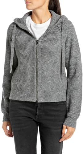Replay Cárdigan con Cremallera para Mujer, M08 Iron Melange, XS