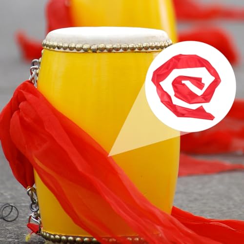 2 piezas de baquetas elegantes de seda roja para tambor, cintas de danza, palos para gimnasia rítmica y percusión aérea para niños y niñas miniatura 5