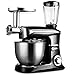 Küchenmaschine,Mit 6,5L Edelstahl-Rühlschüssel,1300W Mixer & Rührer Knet- & Rührmaschinen,Schlagbesen Und Spritzschutz, 6 Geschwindigkeit Geräuschlos Teigmaschine,Schwarz