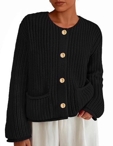 PRETTYGARDEN Cardigan Sweaters for Women 2025 Trendy Oversized Knit Chunky Button Cardigans Fall Winter Outfits with Pockets