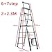Extension Ladder, 6+7 Step Ladder, Telescoping Aluminum Ladder with Safe Protective Switch, Non-Slip Rubber Feet, 300lb Capacity Multi Use A-Frame Ladder for Home Office Attic Loft