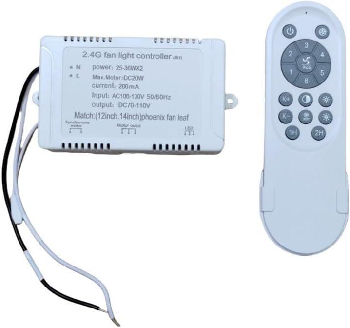 24V 2.4G DC Fan Light Remote Control, Stepless Dimming Controller Variable Frequency Converter with/Without Receiver for Ceiling Fan Lighting Low Voltage Operation Energy/Efficient(A)